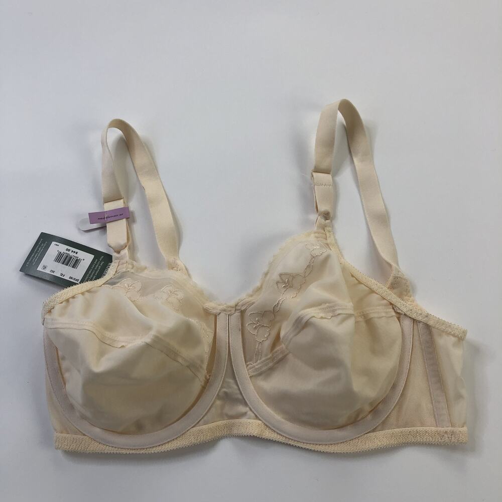 Bali NEW 36D Underwire Bra Flower Full Coverage Floral U Back Beige 0180